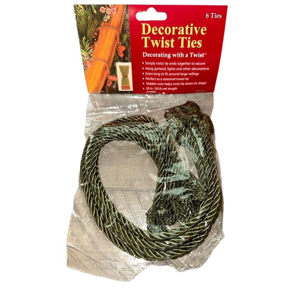 Lot of 6 Decorative Twist Ties‎ Hang Garland Lights Hidden Wire 20" Long New